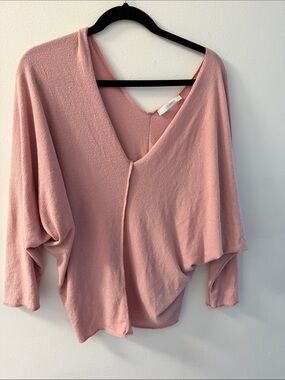 Soft V-Neck Dolman Blouse in Dusty Rose